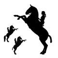 silhouette of a horsewoman on a rearing horse isolated on a white backgroundÃâ¡ÃÂ°ÃâÃÅ